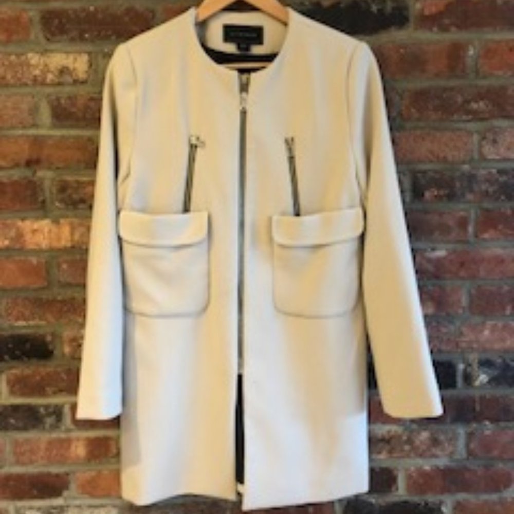 WOMENS BEIGE ZIP UP JACKET - Picture 1 of 5